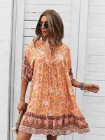 Boho Jurk met V-hals en Bloemenprint - Group4 - Jurkjes.co