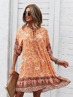 Boho Jurk met V-hals en Bloemenprint - Group4 - Jurkjes.co