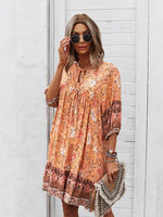 Boho Jurk met V-hals en Bloemenprint - Group4 - Jurkjes.co