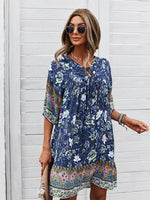 Boho Jurk met V-hals en Bloemenprint - Group4 - Jurkjes.co