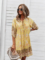 Boho Jurk met V-hals en Bloemenprint - Group4 - Jurkjes.co