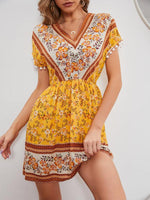 Boho Jurk met V-hals en Bloemenprint - Maxi Dresses - Jurkjes.co