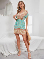 Boho Jurk met V-hals en Bloemenprint - Maxi Dresses - Jurkjes.co