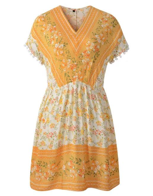 Boho Jurk met V-hals en Bloemenprint - Maxi Dresses - Jurkjes.co