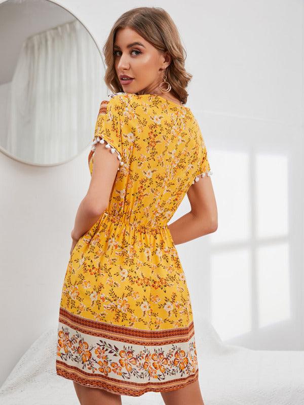 Boho Jurk met V-hals en Bloemenprint - Maxi Dresses - Jurkjes.co