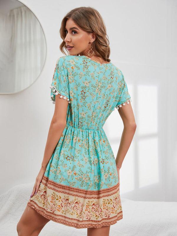 Boho Jurk met V-hals en Bloemenprint - Maxi Dresses - Jurkjes.co