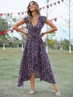 Boho Jurk met V-hals en Bloemenprint - Maxi Dresses - Jurkjes.co