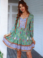 Boho Jurk met V-hals en Bloemenprint - Mini Dresses - Jurkjes.co