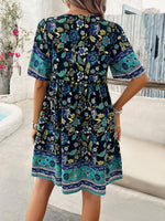 Boho Jurk met V-hals en Bloemenprint - Mini Dresses - Jurkjes.co