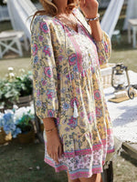 Boho Jurk met V-hals en Bloemenprint - Mini Dresses - Jurkjes.co