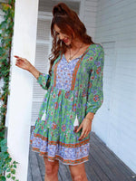 Boho Jurk met V-hals en Bloemenprint - Mini Dresses - Jurkjes.co