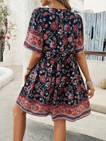Boho Jurk met V-hals en Bloemenprint - Mini Dresses - Jurkjes.co