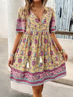 Boho Jurk met V-hals en Bloemenprint - Mini Dresses - Jurkjes.co