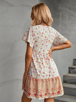Boho Jurk met V-hals en Bloemenprint - Mini Dresses - Jurkjes.co