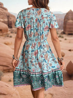 Boho Jurk met V-hals en Bloemenprint - Mini Dresses - Jurkjes.co