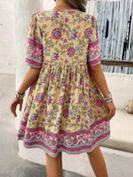 Boho Jurk met V-hals en Bloemenprint - Mini Dresses - Jurkjes.co