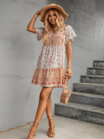 Boho Jurk met V-hals en Bloemenprint - Mini Dresses - Jurkjes.co