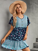 Boho Jurk met V-hals en Bloemenprint - Mini Dresses - Jurkjes.co