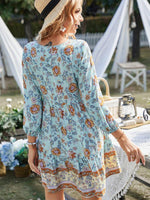 Boho Jurk met V-hals en Bloemenprint - Mini Dresses - Jurkjes.co