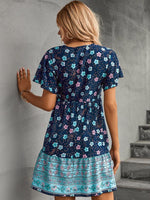 Boho Jurk met V-hals en Bloemenprint - Mini Dresses - Jurkjes.co