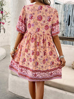 Boho Jurk met V-hals en Bloemenprint - Mini Dresses - Jurkjes.co
