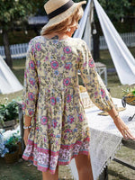 Boho Jurk met V-hals en Bloemenprint - Mini Dresses - Jurkjes.co