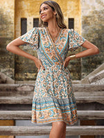 Boho Jurk met V-hals en Paisley Print - Mini Dresses - Jurkjes.co
