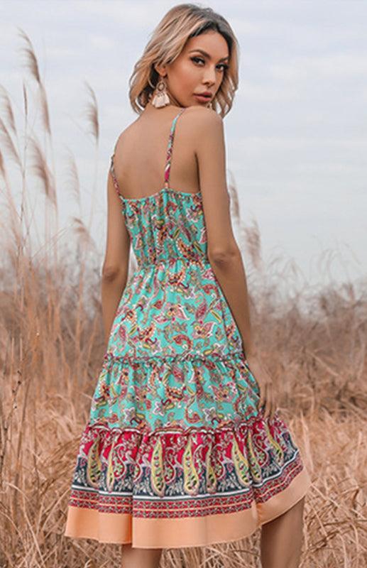 Boho Jurk met V-hals en Paisley Print - Mini Dresses - Jurkjes.co