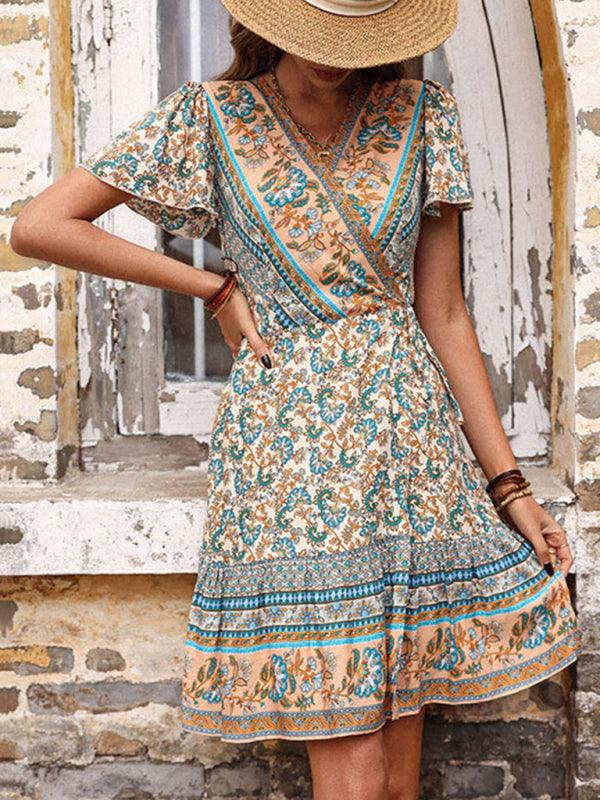 Boho Jurk met V-hals en Paisley Print - Mini Dresses - Jurkjes.co