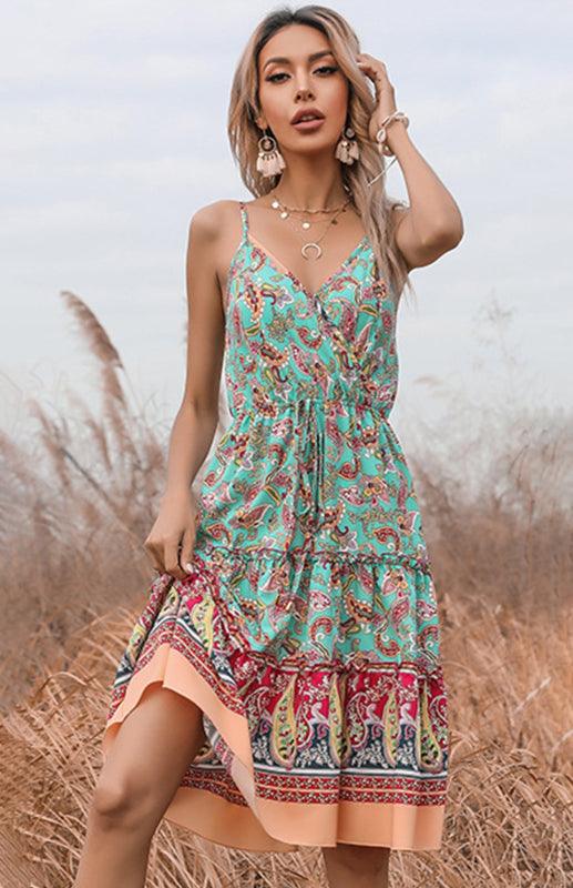 Boho Jurk met V-hals en Paisley Print - Mini Dresses - Jurkjes.co
