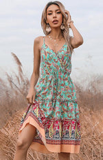 Boho Jurk met V-hals en Paisley Print - Mini Dresses - Jurkjes.co