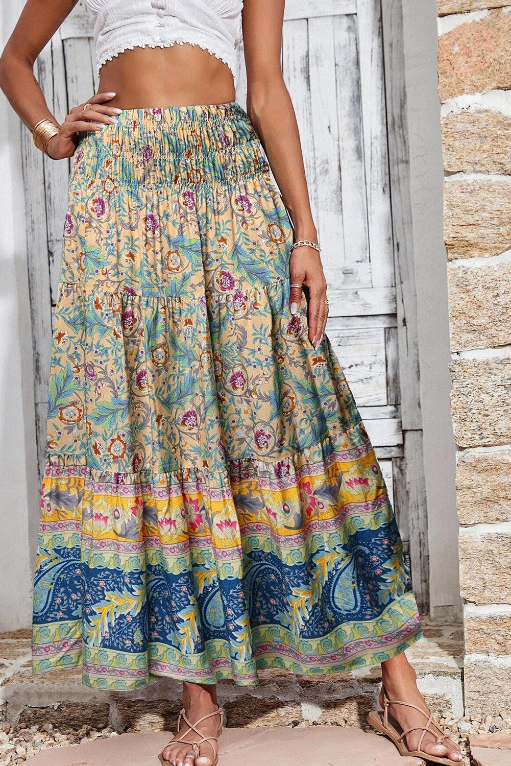 Boho Lange Rok met Bloemen en Paisley Print - Skirts & Petticoat - Jurkjes.co