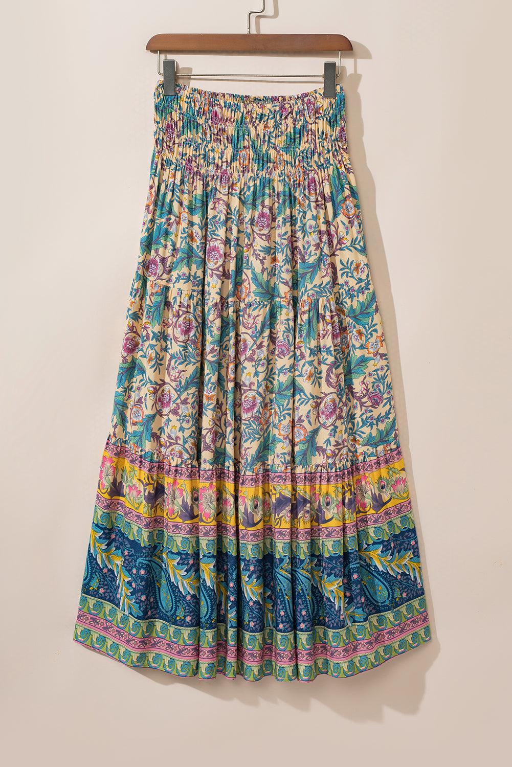 Boho Lange Rok met Bloemen en Paisley Print - Skirts & Petticoat - Jurkjes.co
