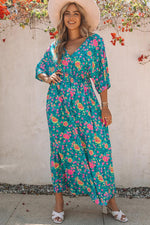 Boho Maxi-Jurk met Diepe V-Hals en Bloemen - Floral Dresses - Jurkjes.co