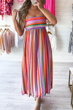 Boho Maxi Jurk met Dunne Bandjes en Smocked Rug - Maxi Dresses - Jurkjes.co