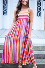 Boho Maxi Jurk met Dunne Bandjes en Smocked Rug - Maxi Dresses - Jurkjes.co