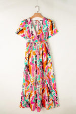 Boho Tie-dye V-hals Maxi Jurk - Maxi Dresses - Jurkjes.co