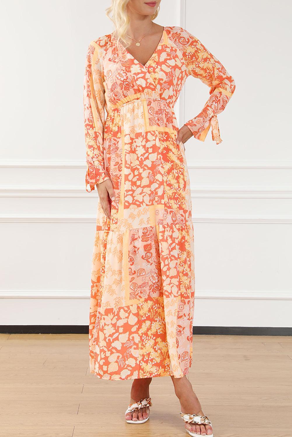 Boho Wikkeljurk met V-Hals en Lange Mouwen - Floral Dresses - Jurkjes.co