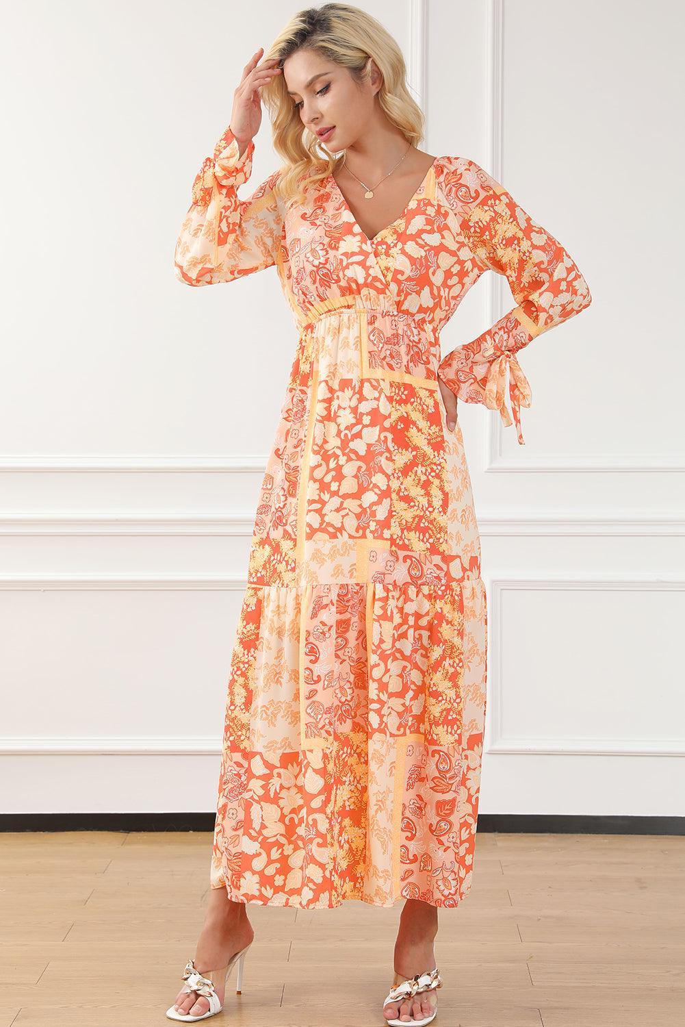 Boho Wikkeljurk met V-Hals en Lange Mouwen - Floral Dresses - Jurkjes.co