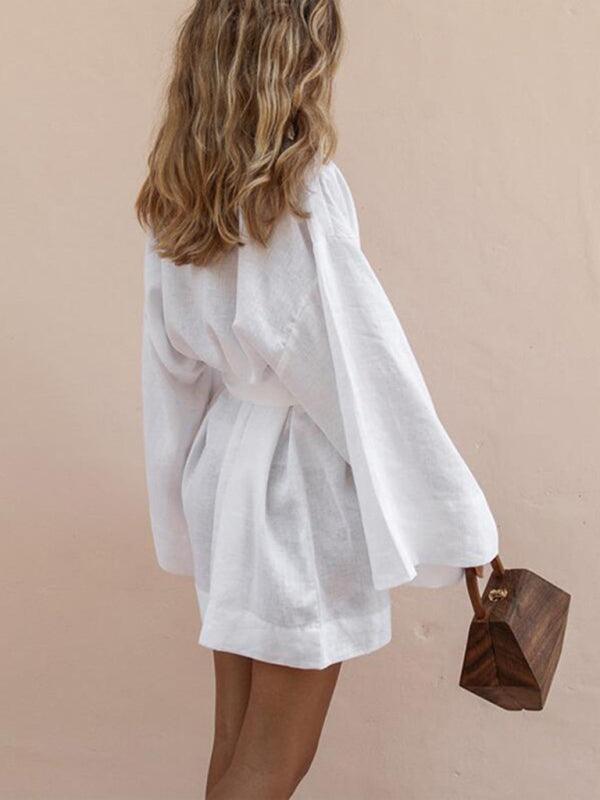 Cardigan Jurk met V-hals en Ceintuur - Mini Dresses - Jurkjes.co