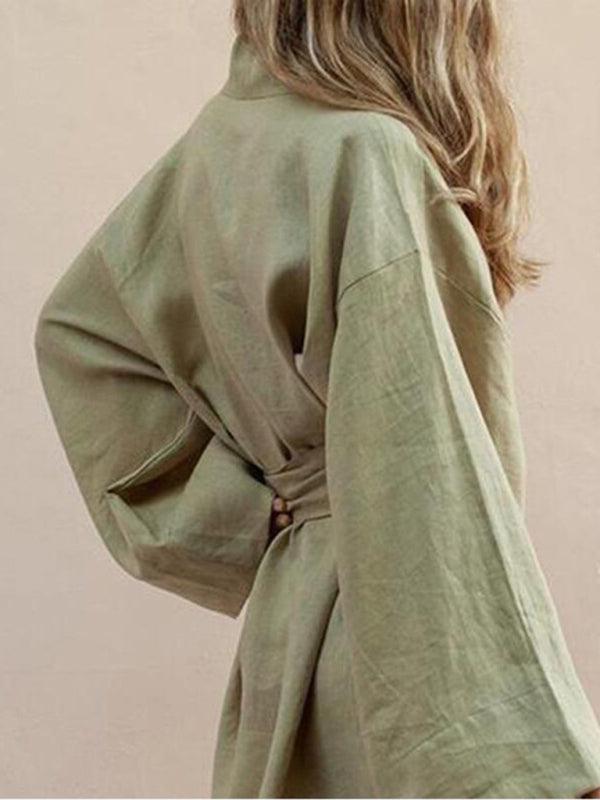 Cardigan Jurk met V-hals en Ceintuur - Mini Dresses - Jurkjes.co
