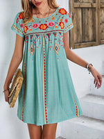 Casual Jurk met Bloemen en Geometrisch Design - Mini Dresses - Jurkjes.co