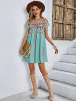 Casual Jurk met Bloemen en Geometrisch Design - Mini Dresses - Jurkjes.co