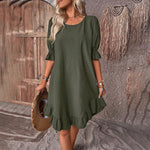 Casual Jurk met Pofmouwen en Ruches - Women Summer Dress - Jurkjes.co