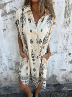 Casual Jurk met Reverskraag en Stijlvol Design - Maxi Dresses - Jurkjes.co