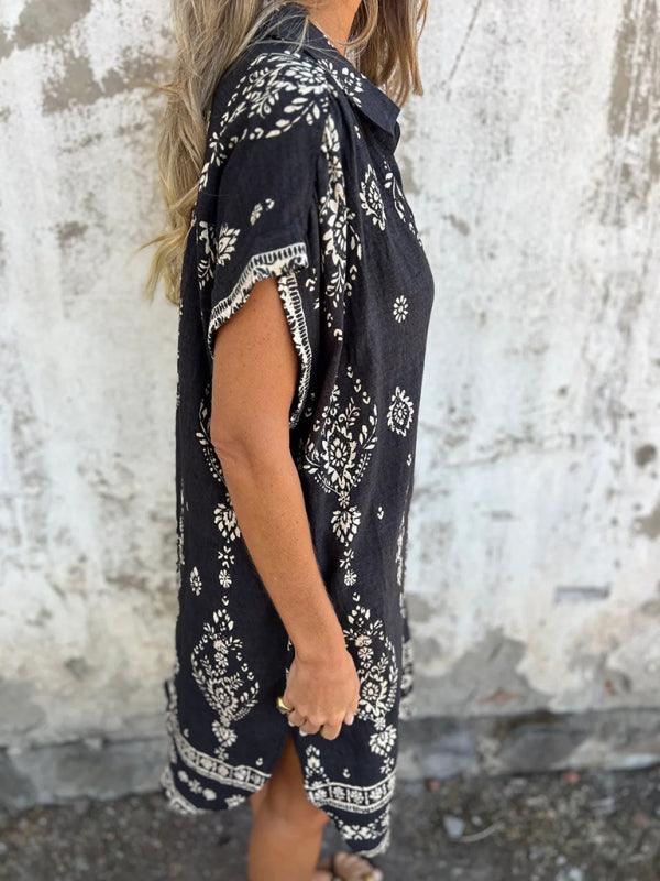Casual Jurk met Reverskraag en Stijlvol Design - Maxi Dresses - Jurkjes.co