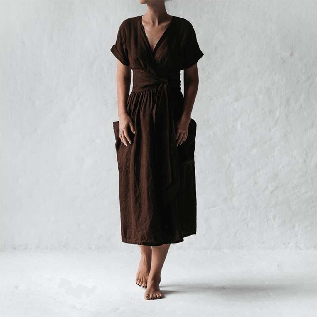 Casual Jurk met V-hals en A-lijn - Women Summer Dress - Jurkjes.co