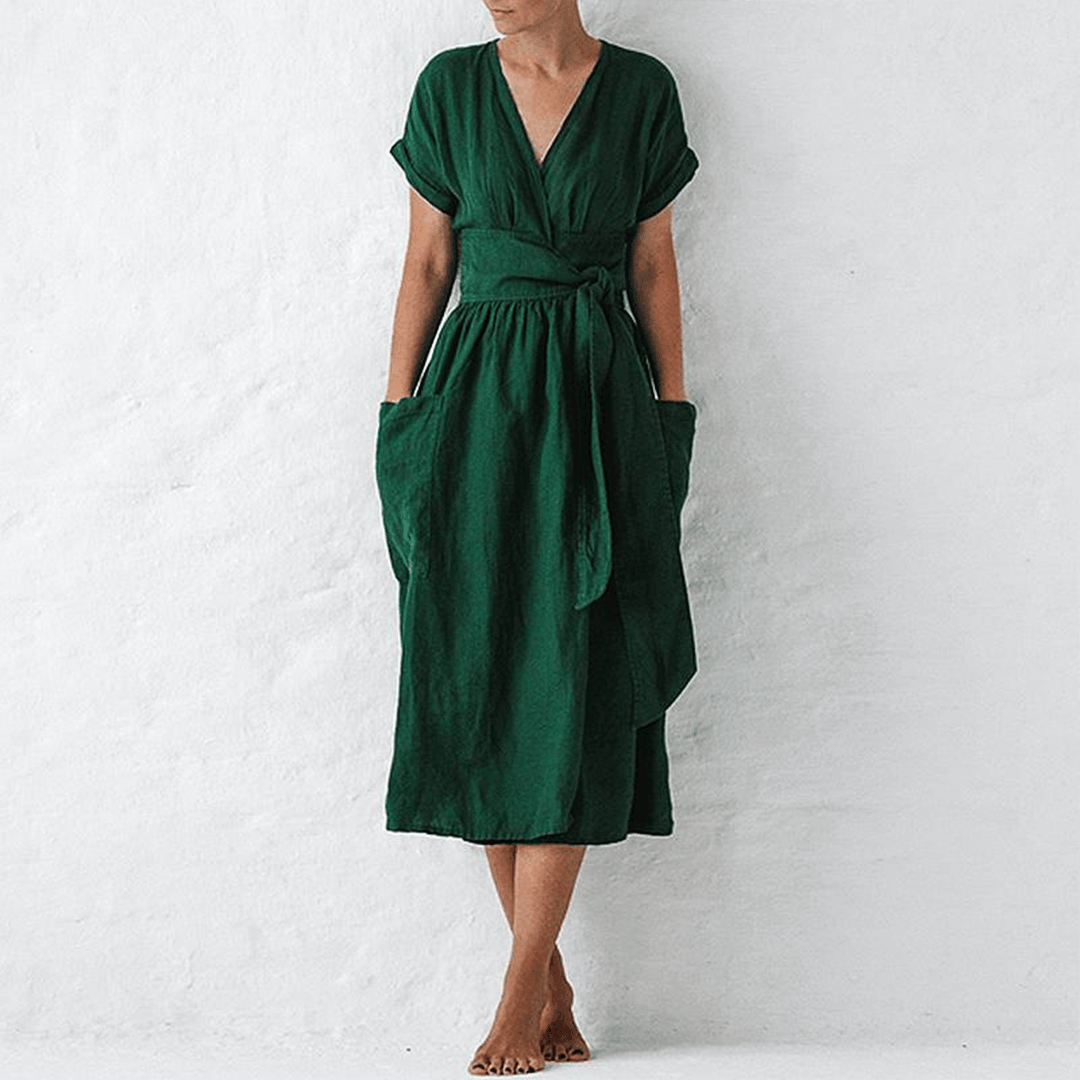 Casual Jurk met V-hals en A-lijn - Women Summer Dress - Jurkjes.co