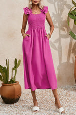 Chique Gerimpelde Maxi-Jurk met Strikken - Maxi Dresses - Jurkjes.co