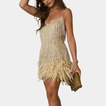 Cocktailjurk met Pailletten en Veren - CB - Dresses - Jurkjes.co